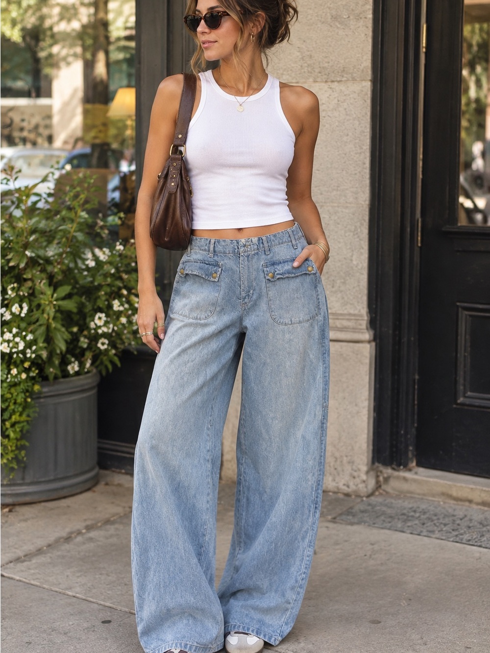 We The Free Light Blue Wide Leg Flare Jeans